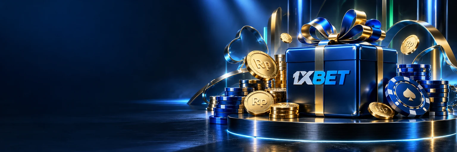 Banner bonus reload Jumat 1xBet dengan kalender emas dan koin