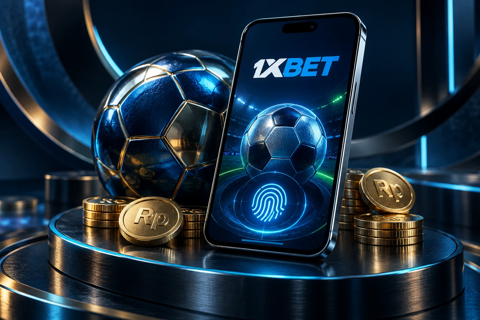 Antarmuka aplikasi 1xBet dari dekat dengan taruhan cepat dan saldo Rupiah