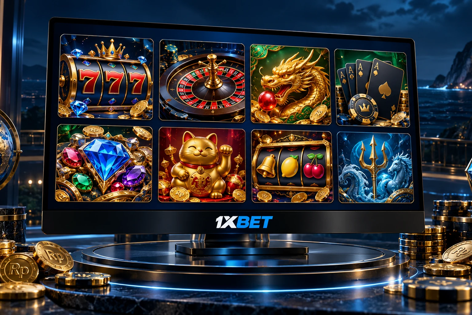 Lambang 60+ penyedia perangkat lunak game di 1xBet Casino